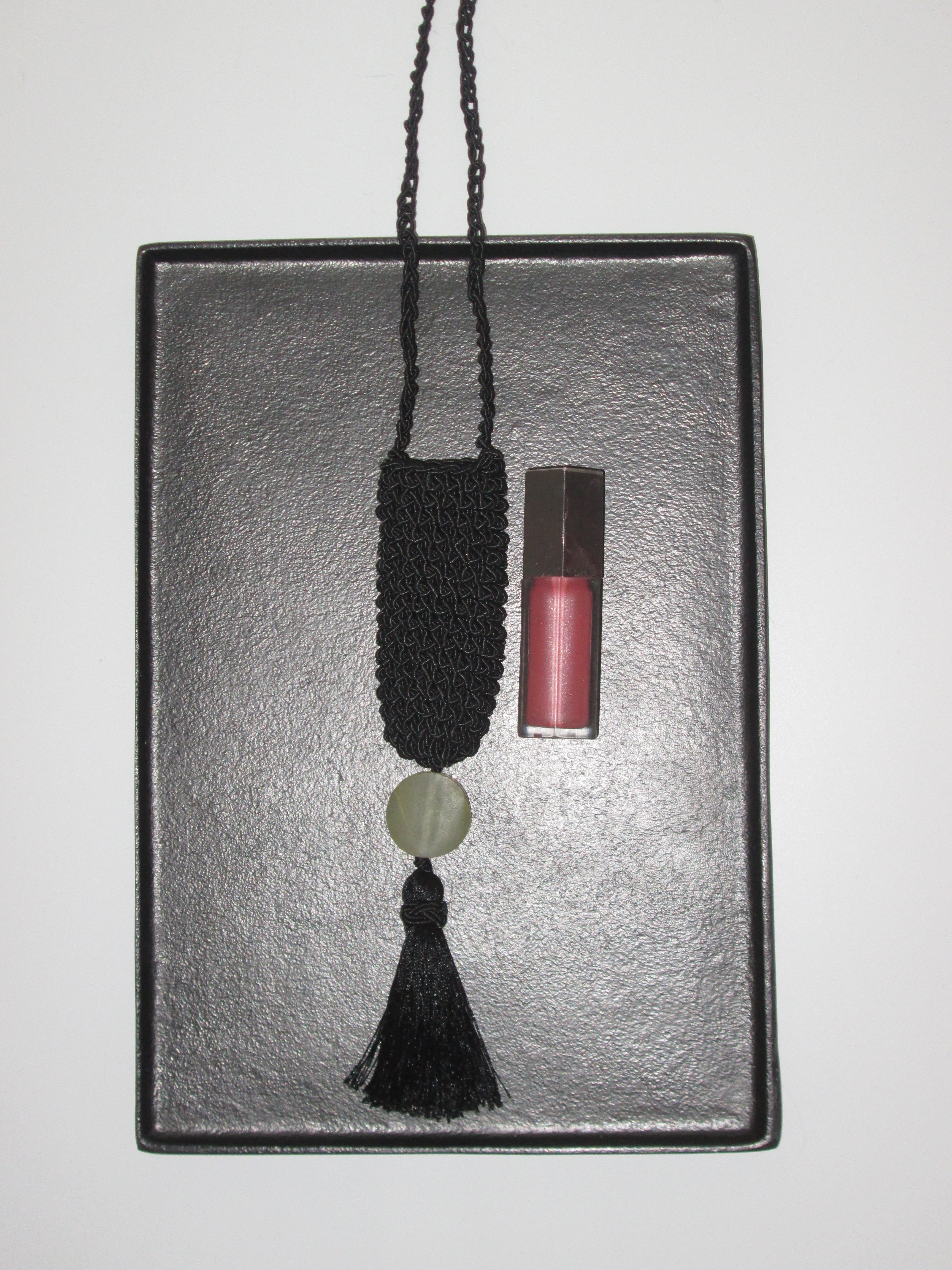 Slim Tassel Pouch in Black