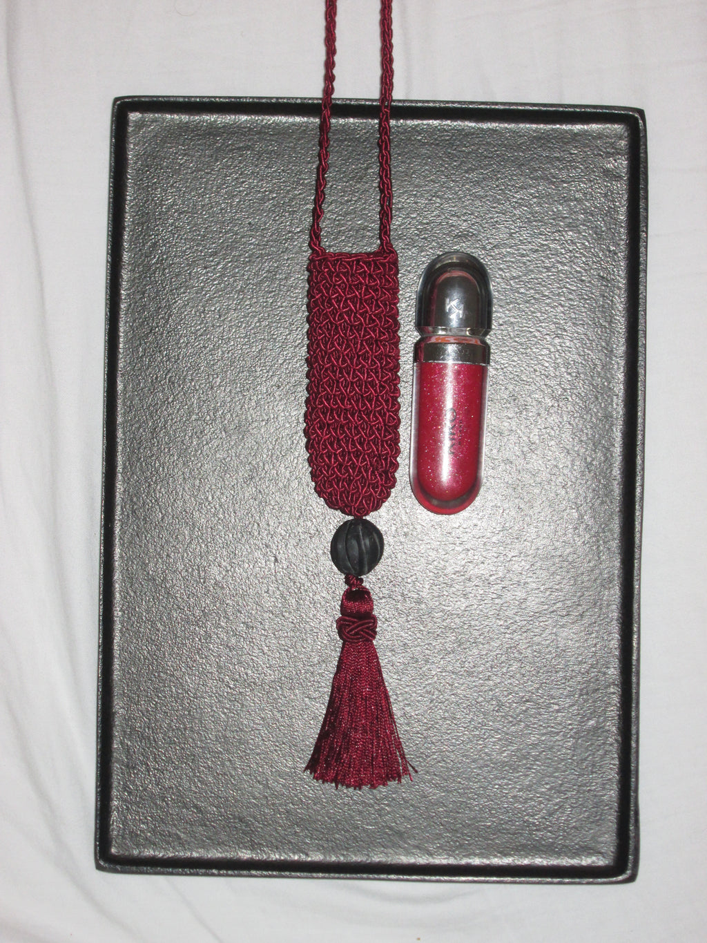 Slim Tassel Pouch in Burgundy