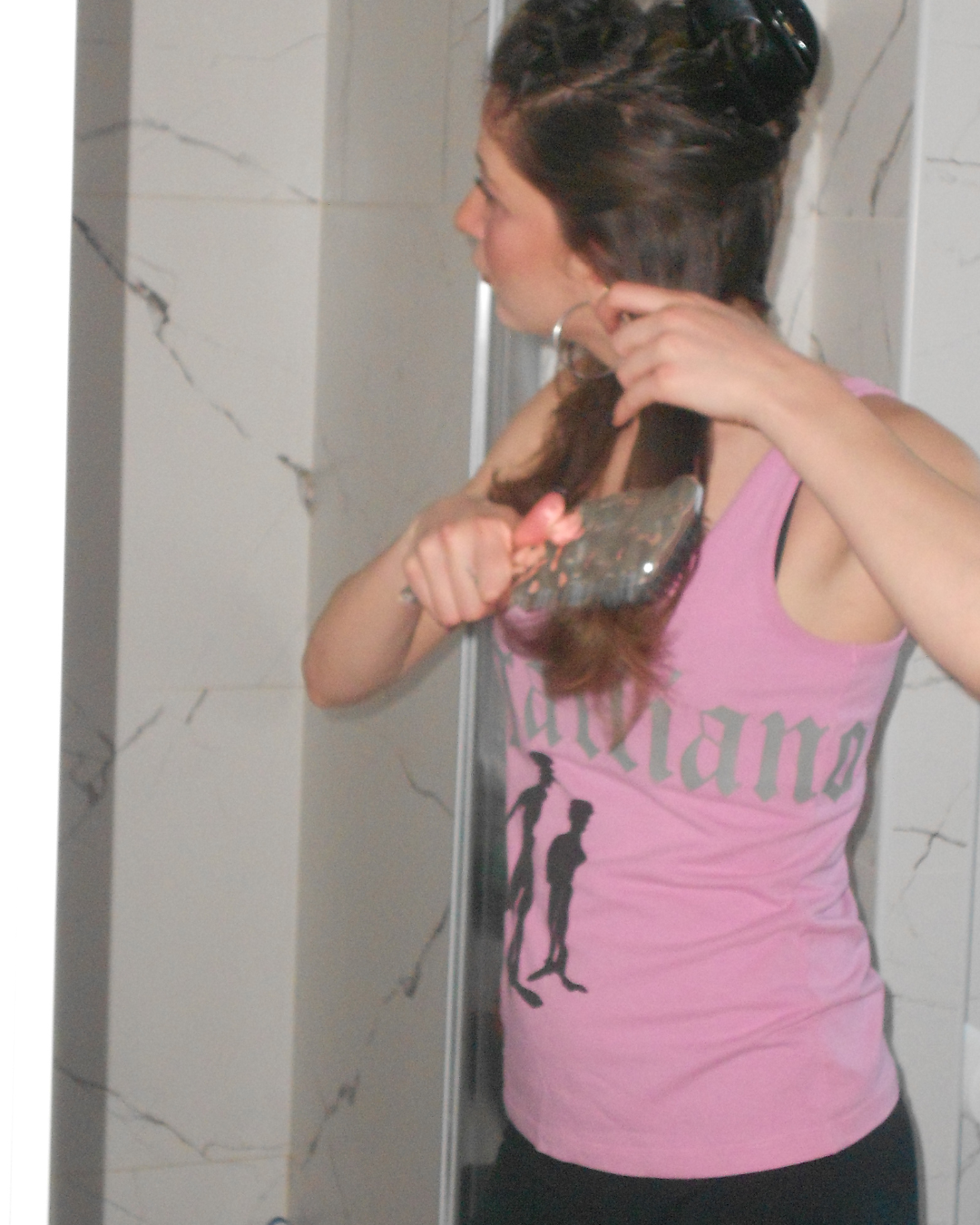 Galliano Baskılı Pembe Atlet