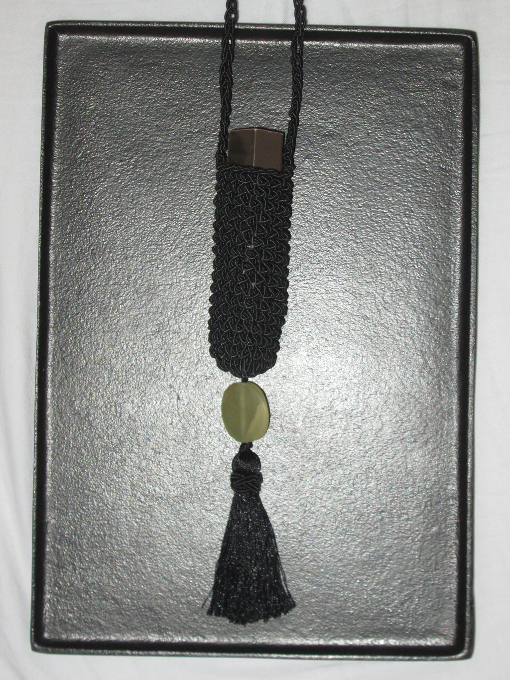 Slim Tassel Pouch in Black