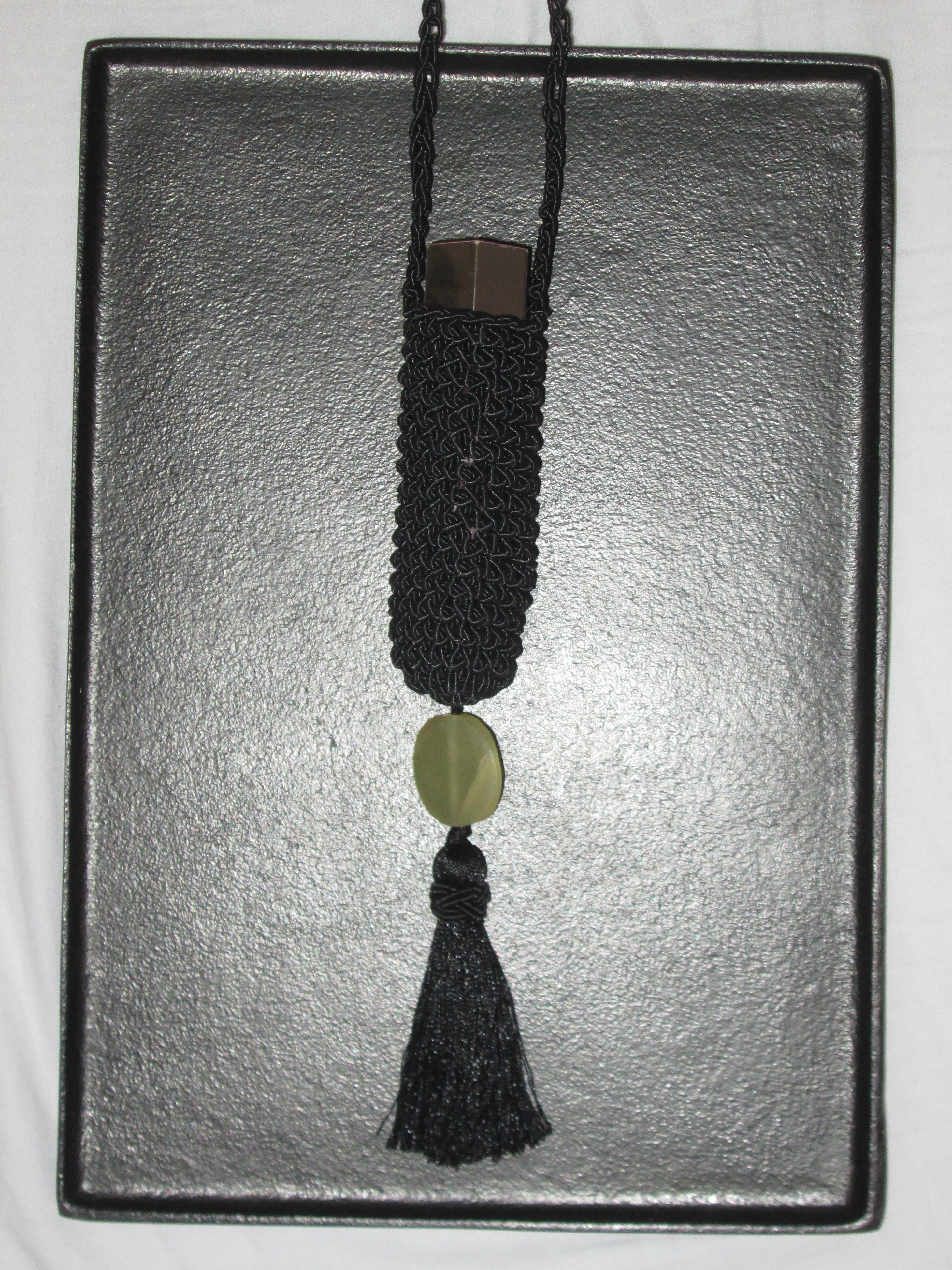 Slim Tassel Pouch in Black