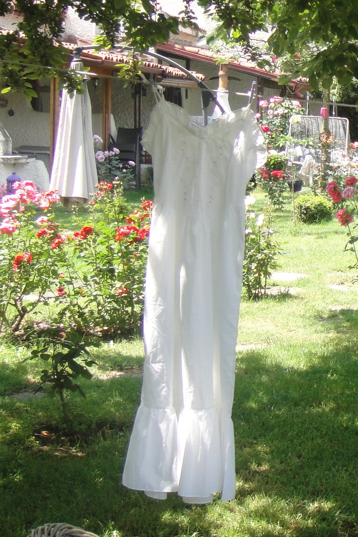 Vintage Beyaz Uzun Gecelik / Elbise