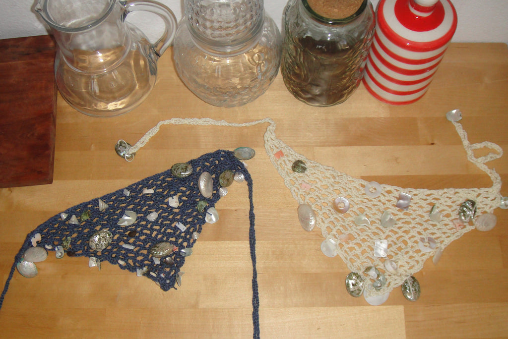 Deniz Kabuğu ve Taş Detaylı Makrome File Kolye