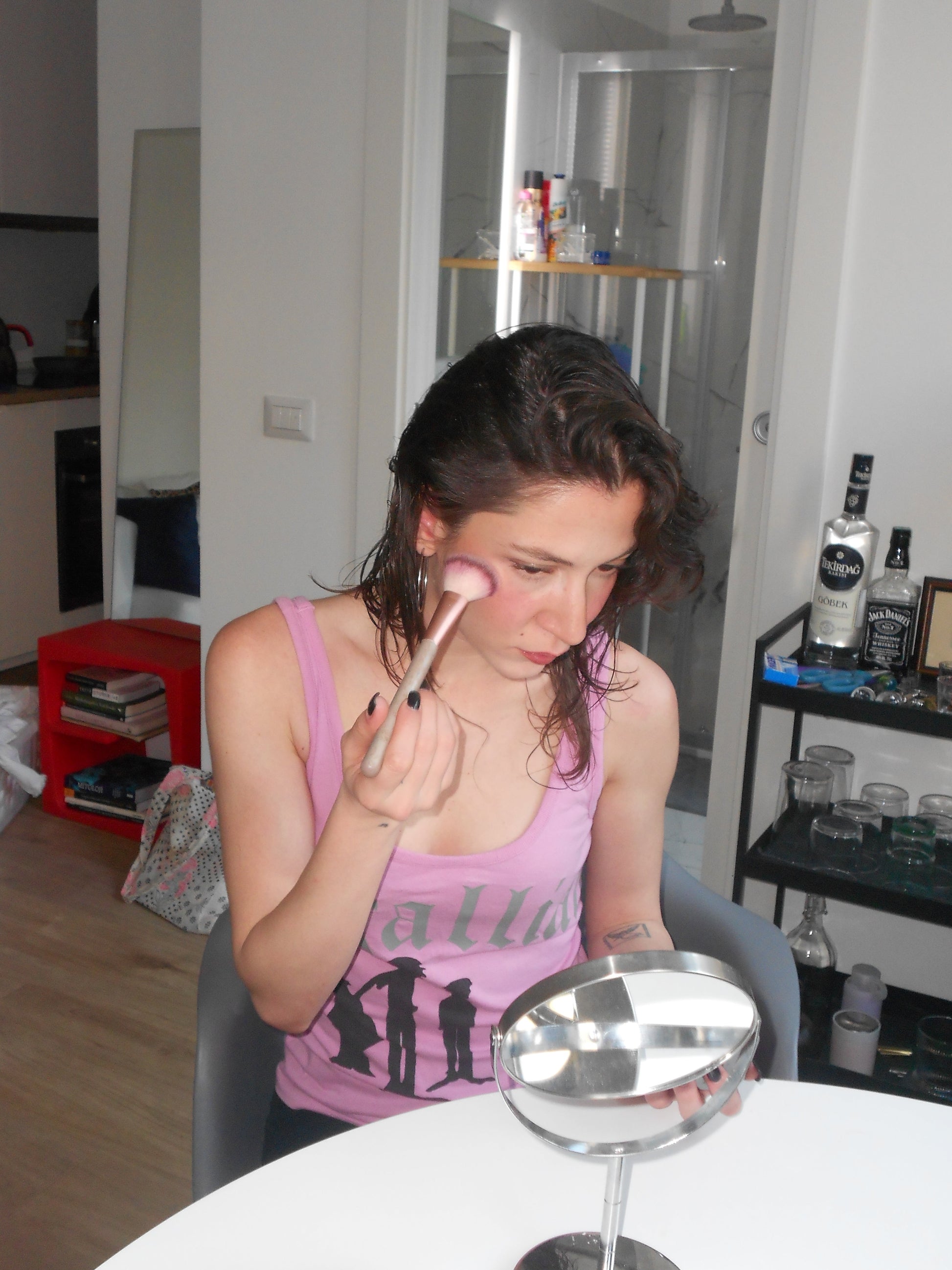 Galliano Baskılı Pembe Atlet