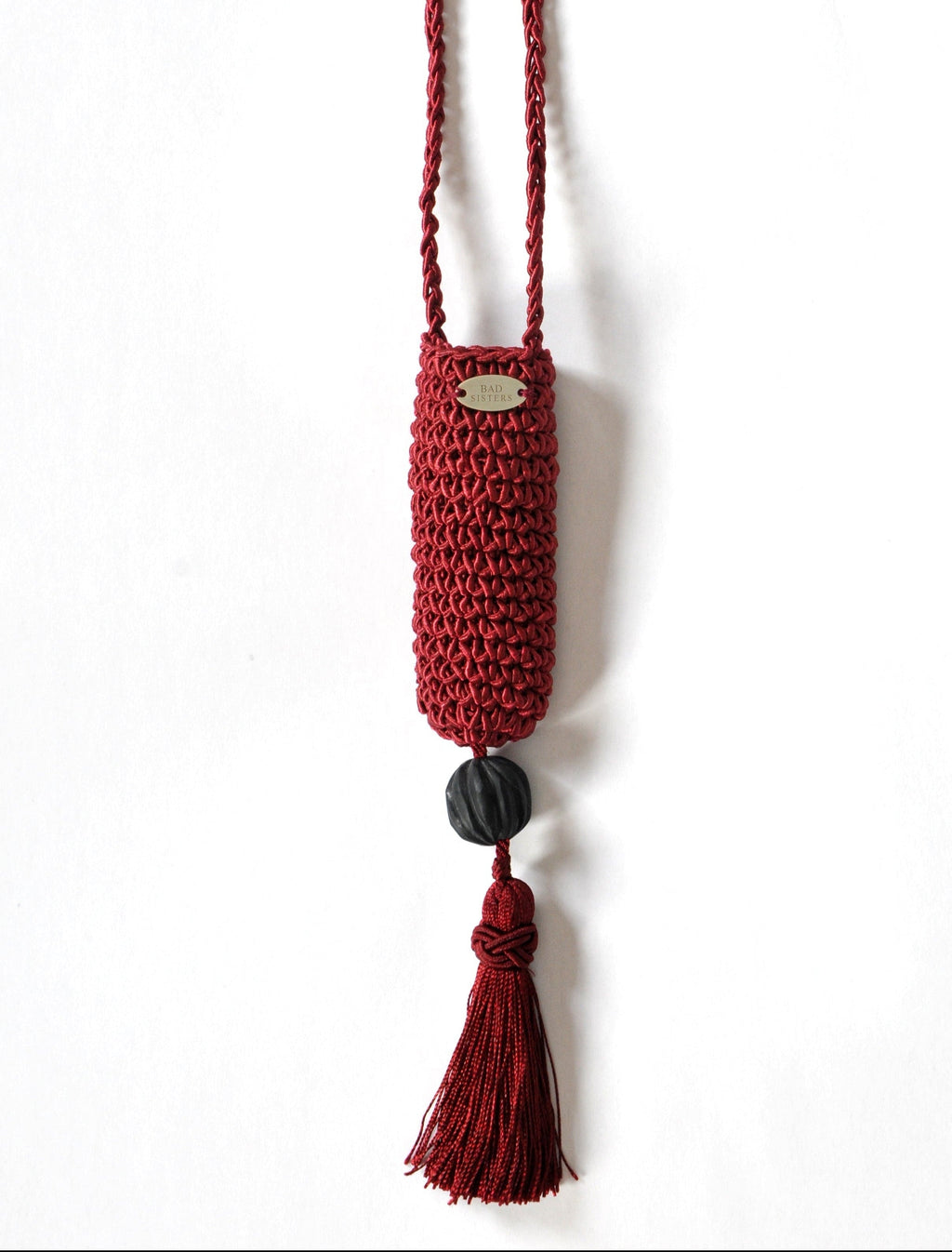 Slim Tassel Pouch in Burgundy