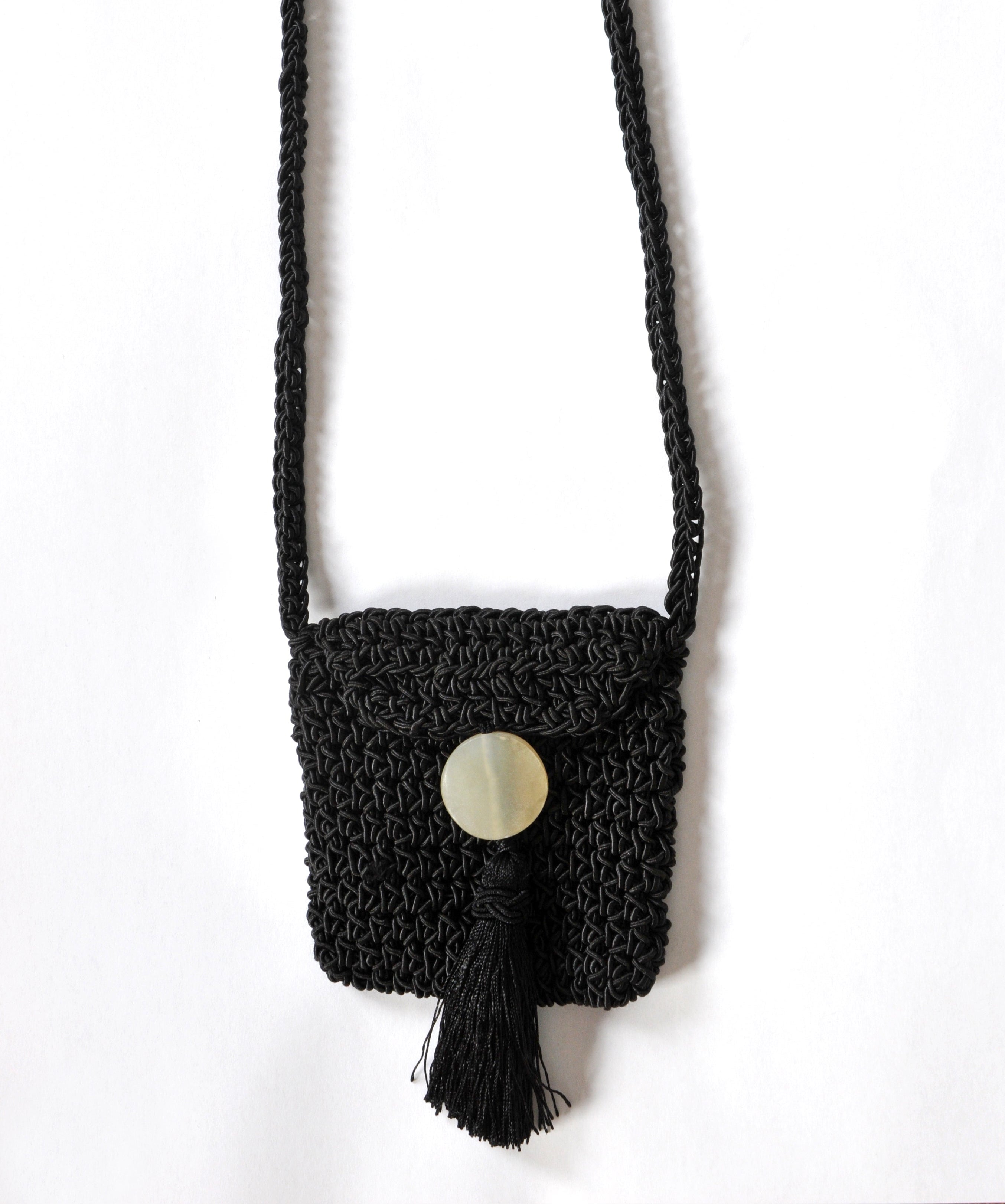 Square Tassel Pouch in Black