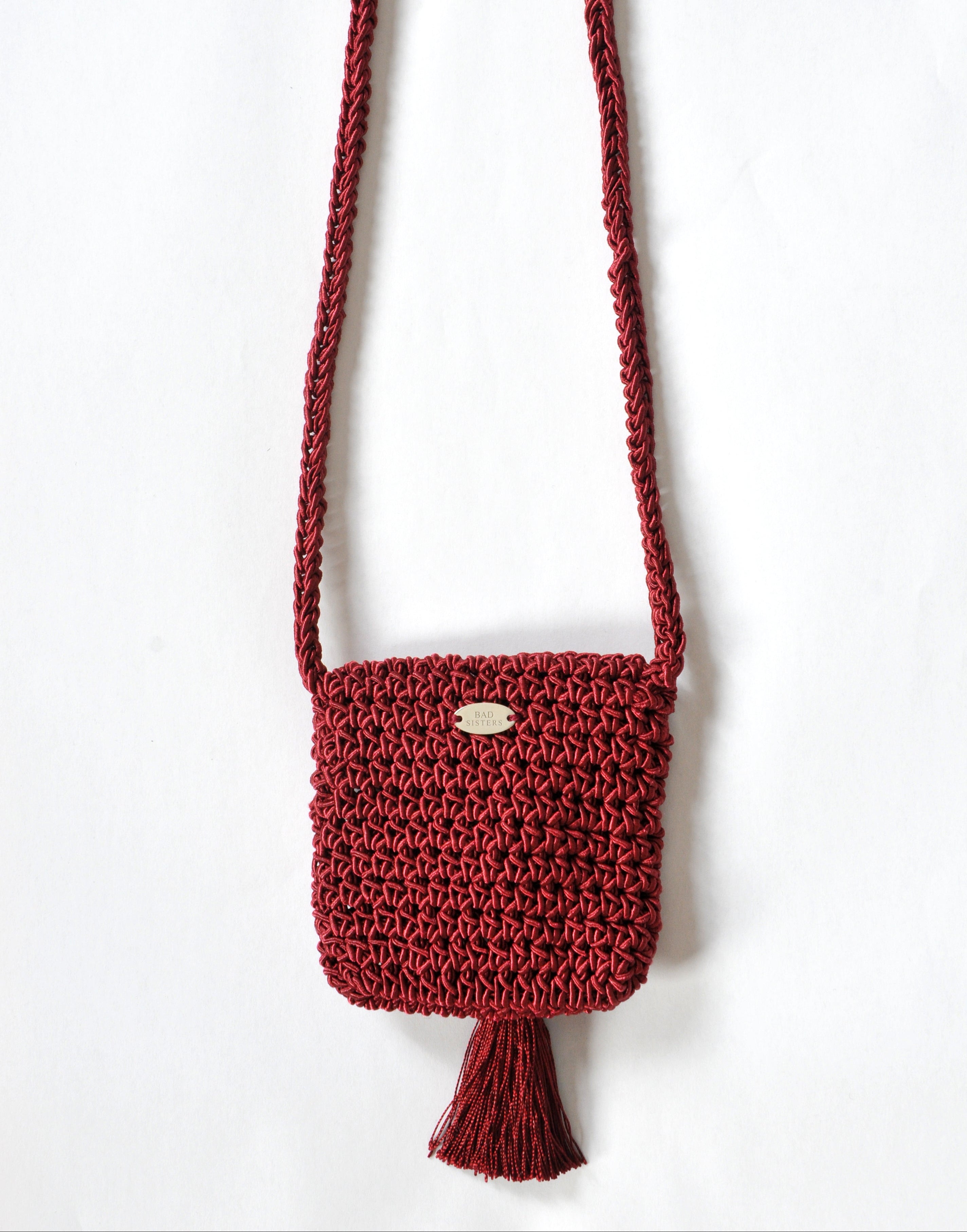 Square Tassel Pouch in Burgundy