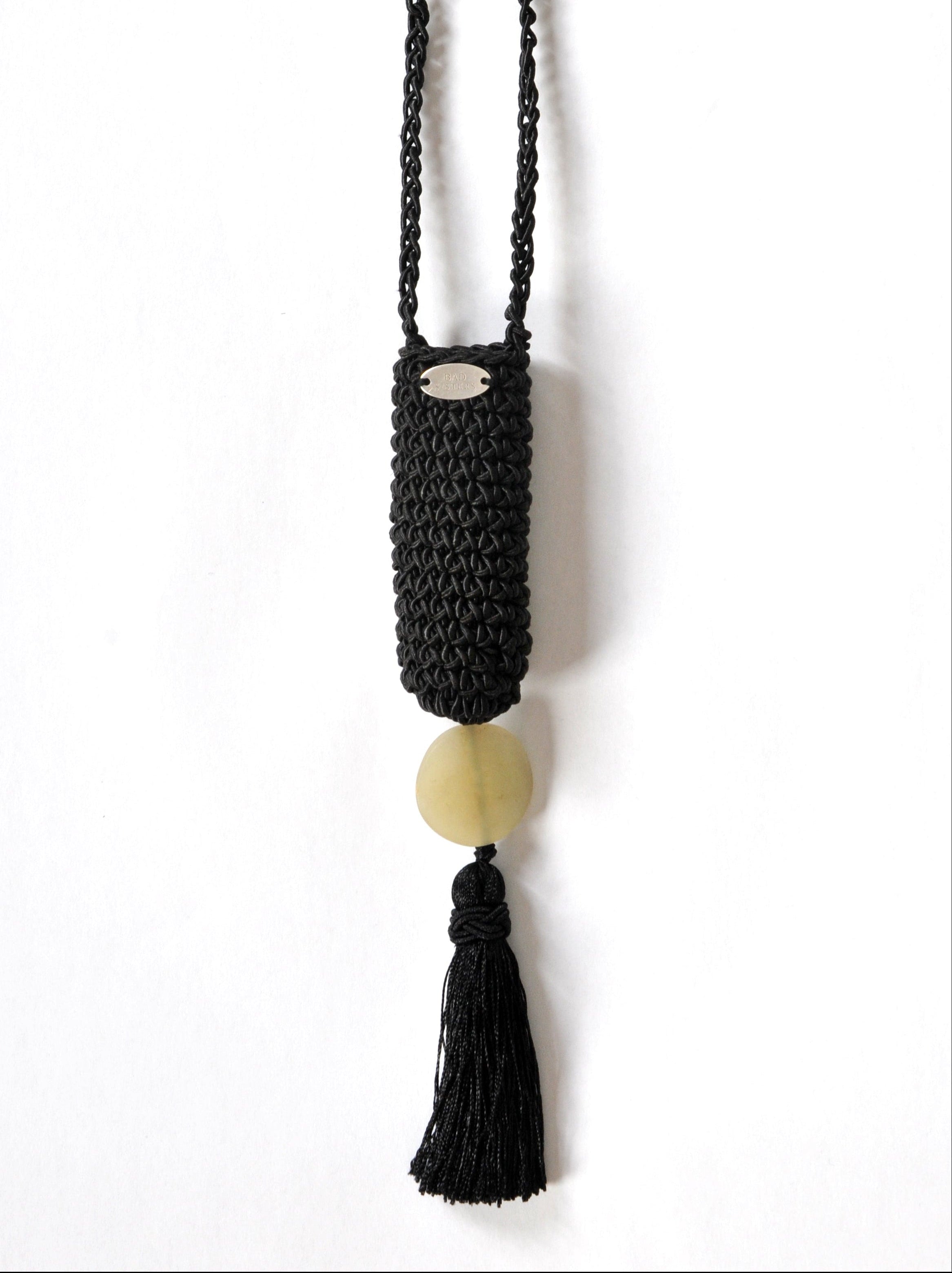 Slim Tassel Pouch in Black