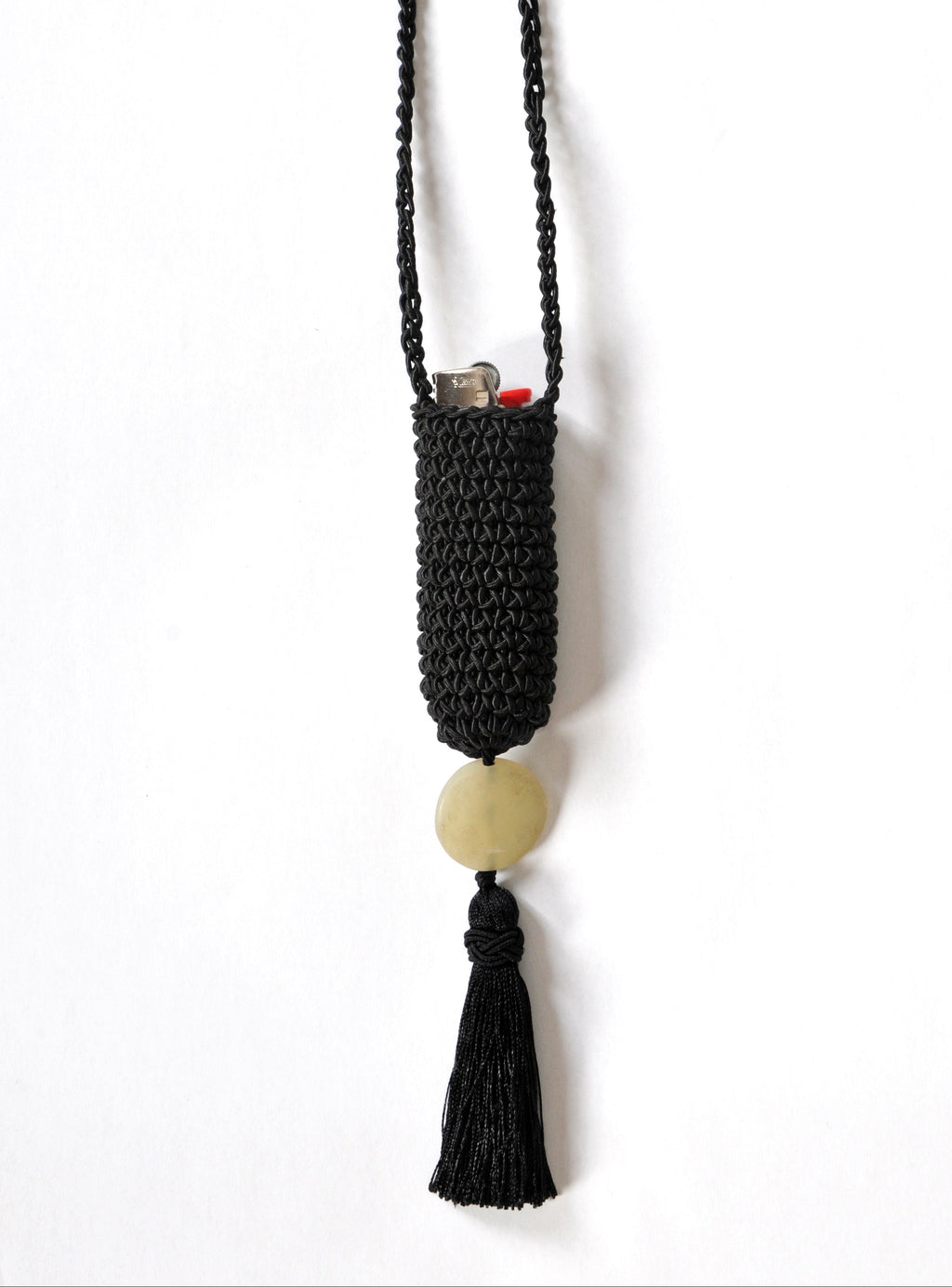 Slim Tassel Pouch in Black