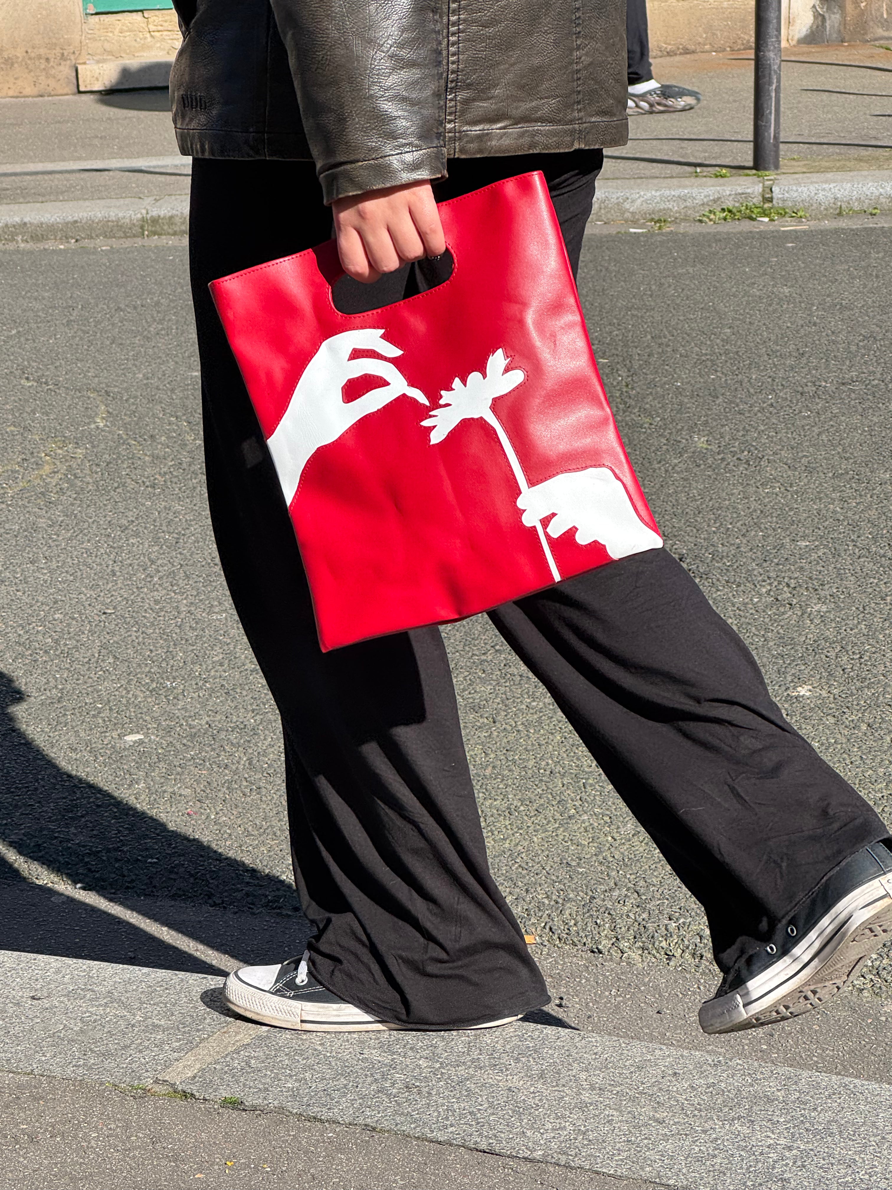 Kırmızı Faux Leather Çanta