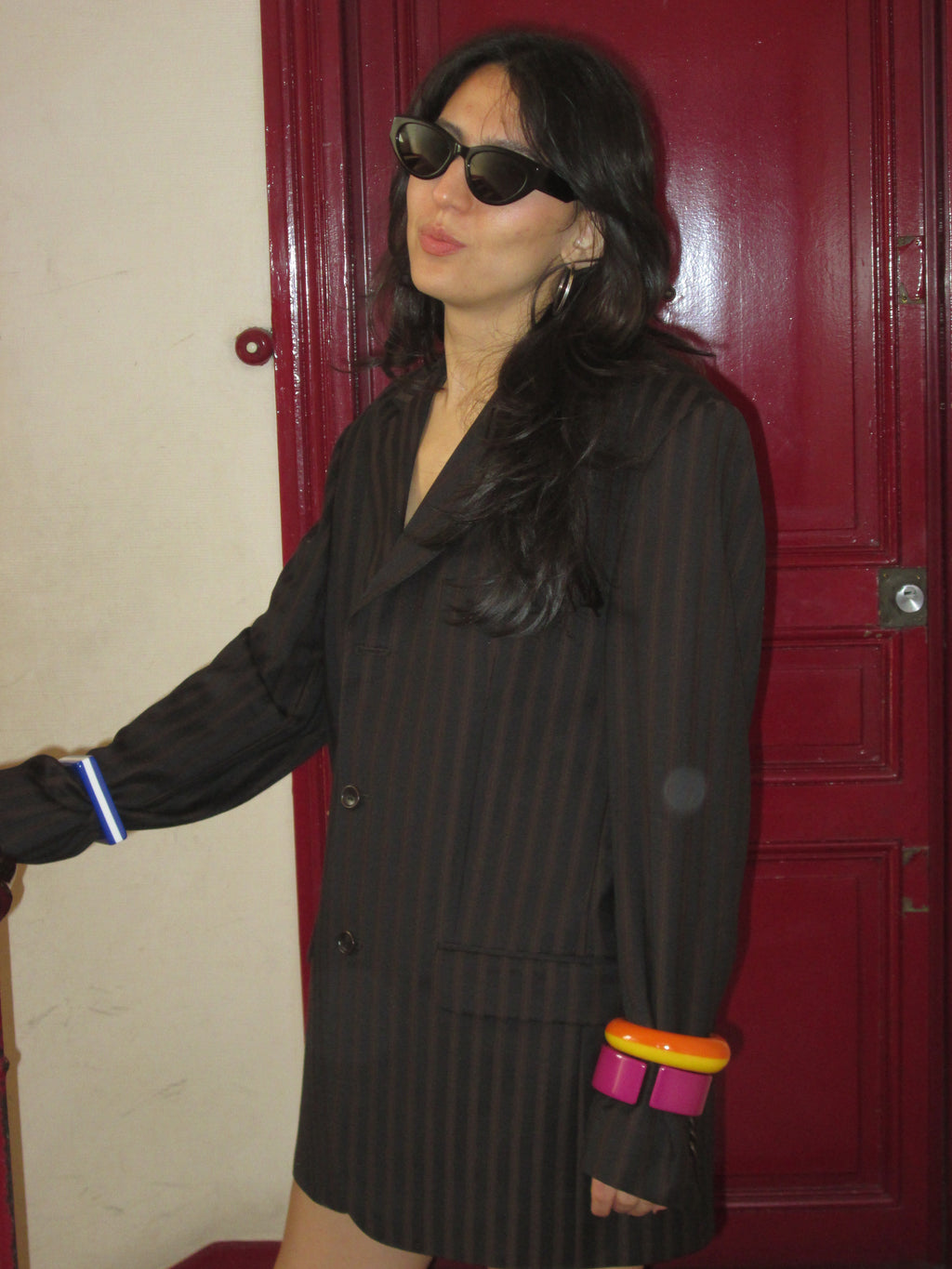 Kahverengi / Siyah Çizgili Vintage Takım