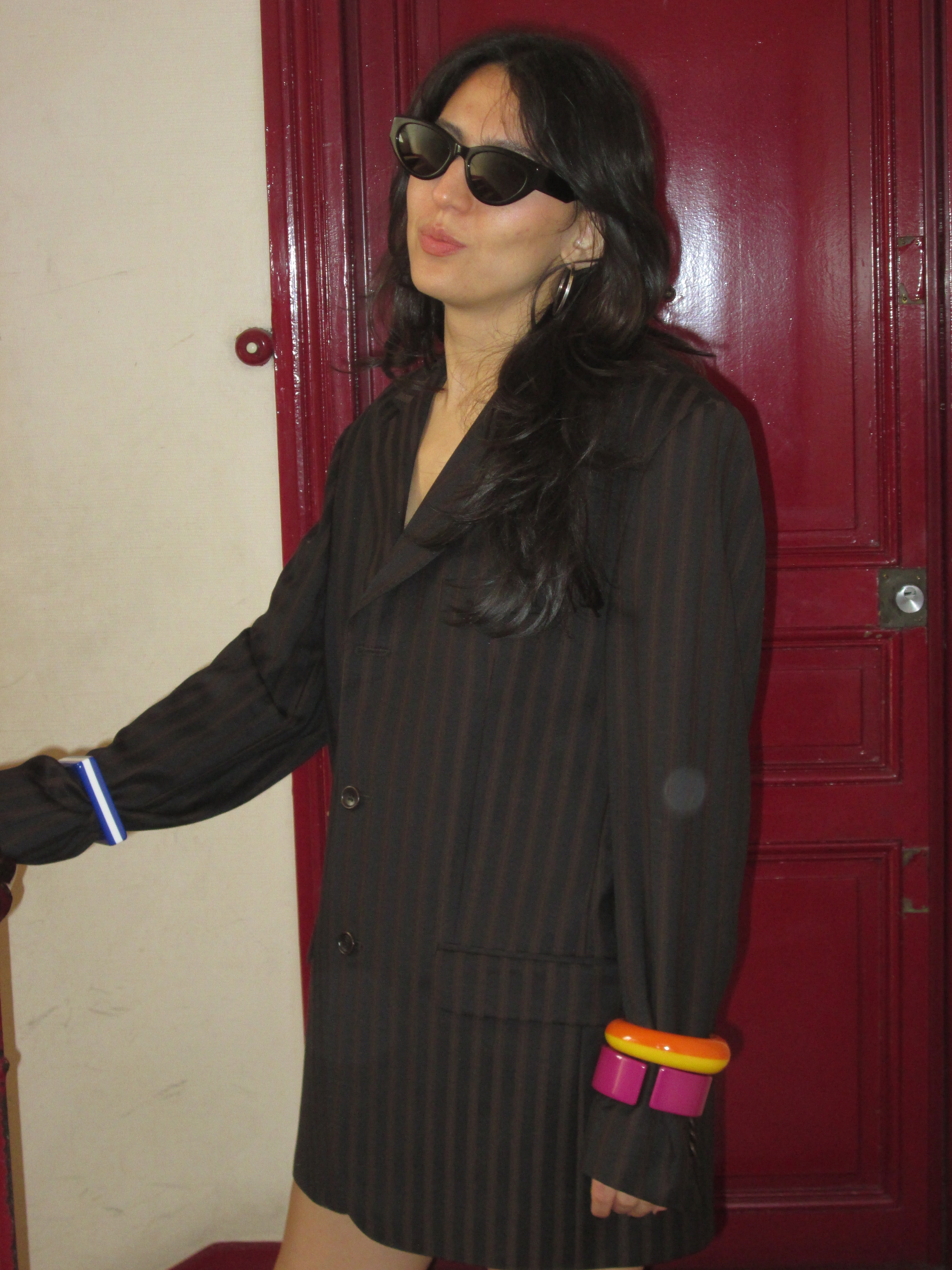 Kahverengi / Siyah Çizgili Vintage Takım