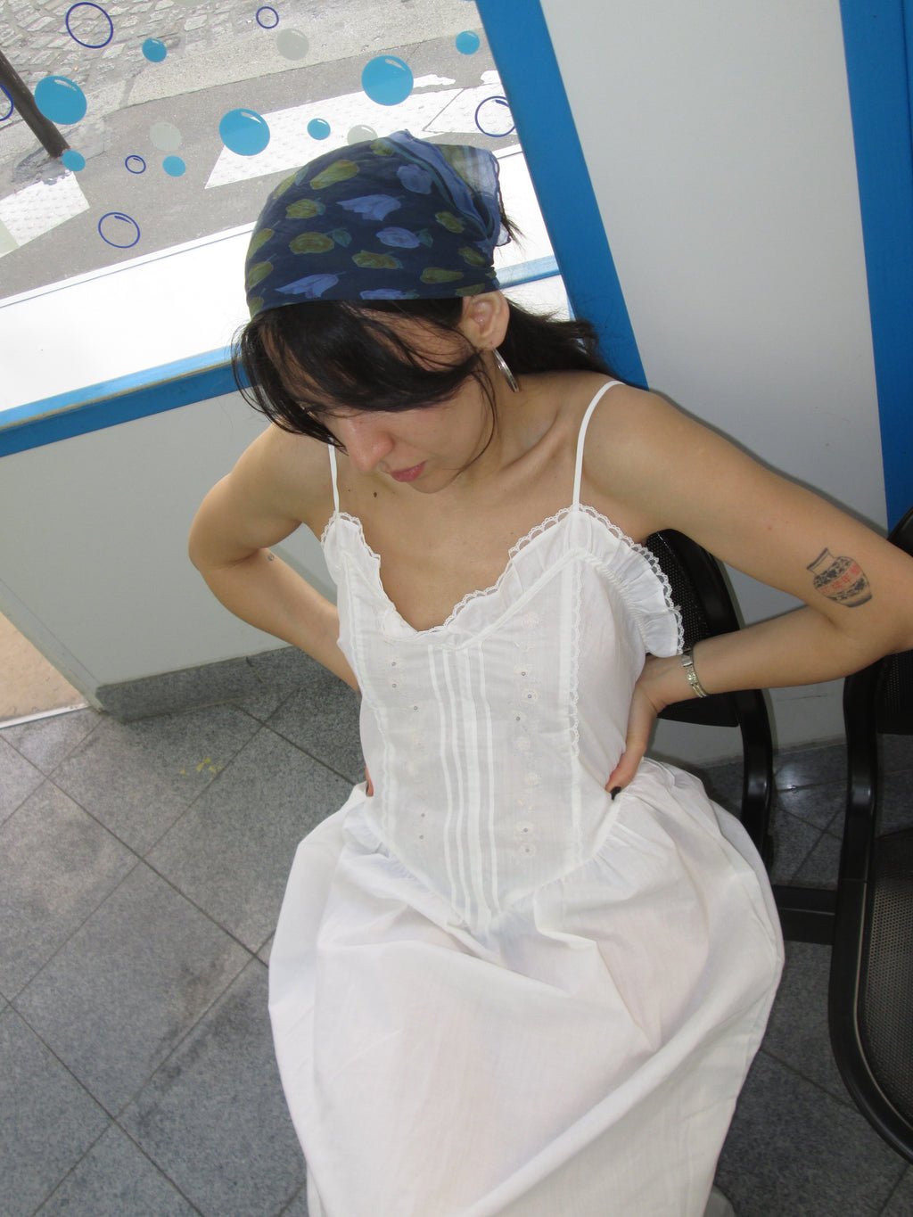 Vintage Beyaz Uzun Gecelik / Elbise