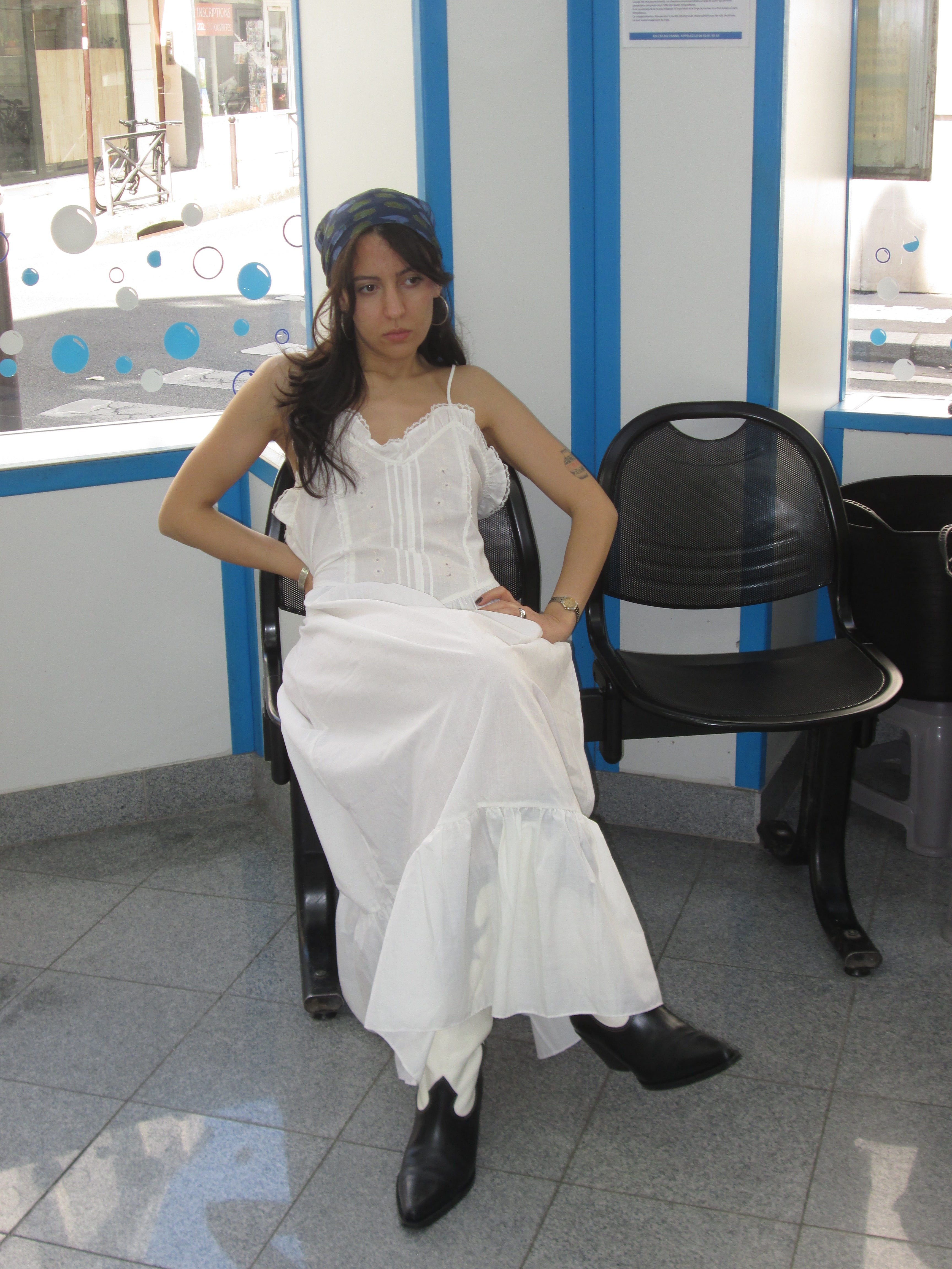 Vintage Beyaz Uzun Gecelik / Elbise