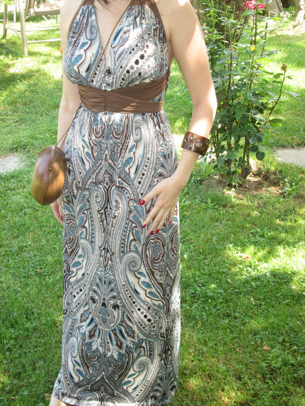 V2K Designers Şal Desenli Elbise