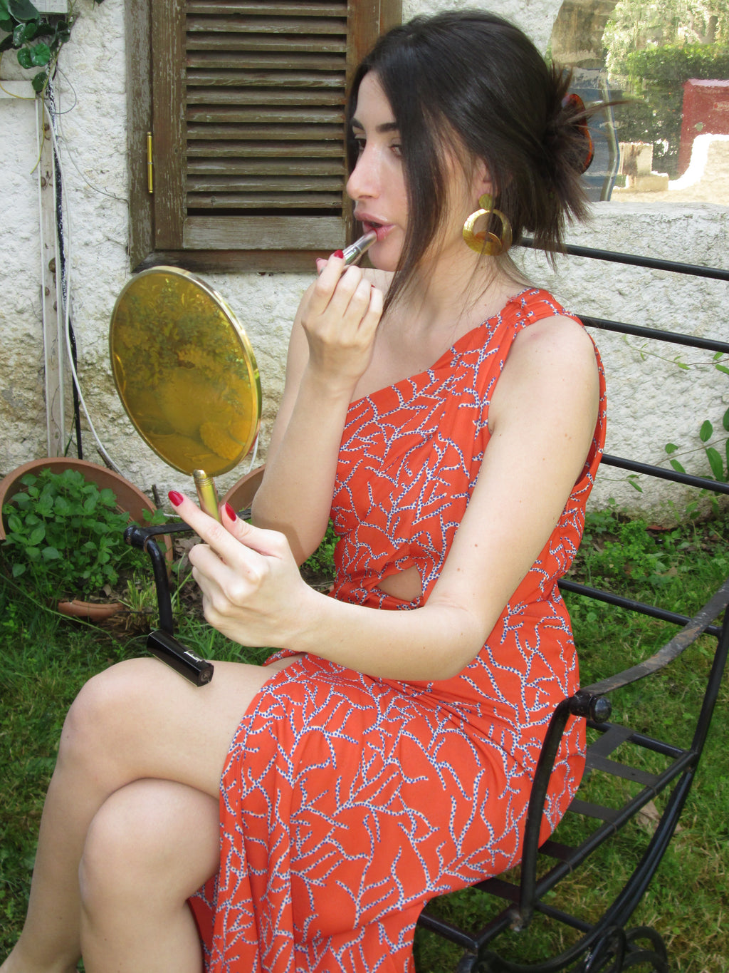 Tek Omuzlu Turuncu Elbise