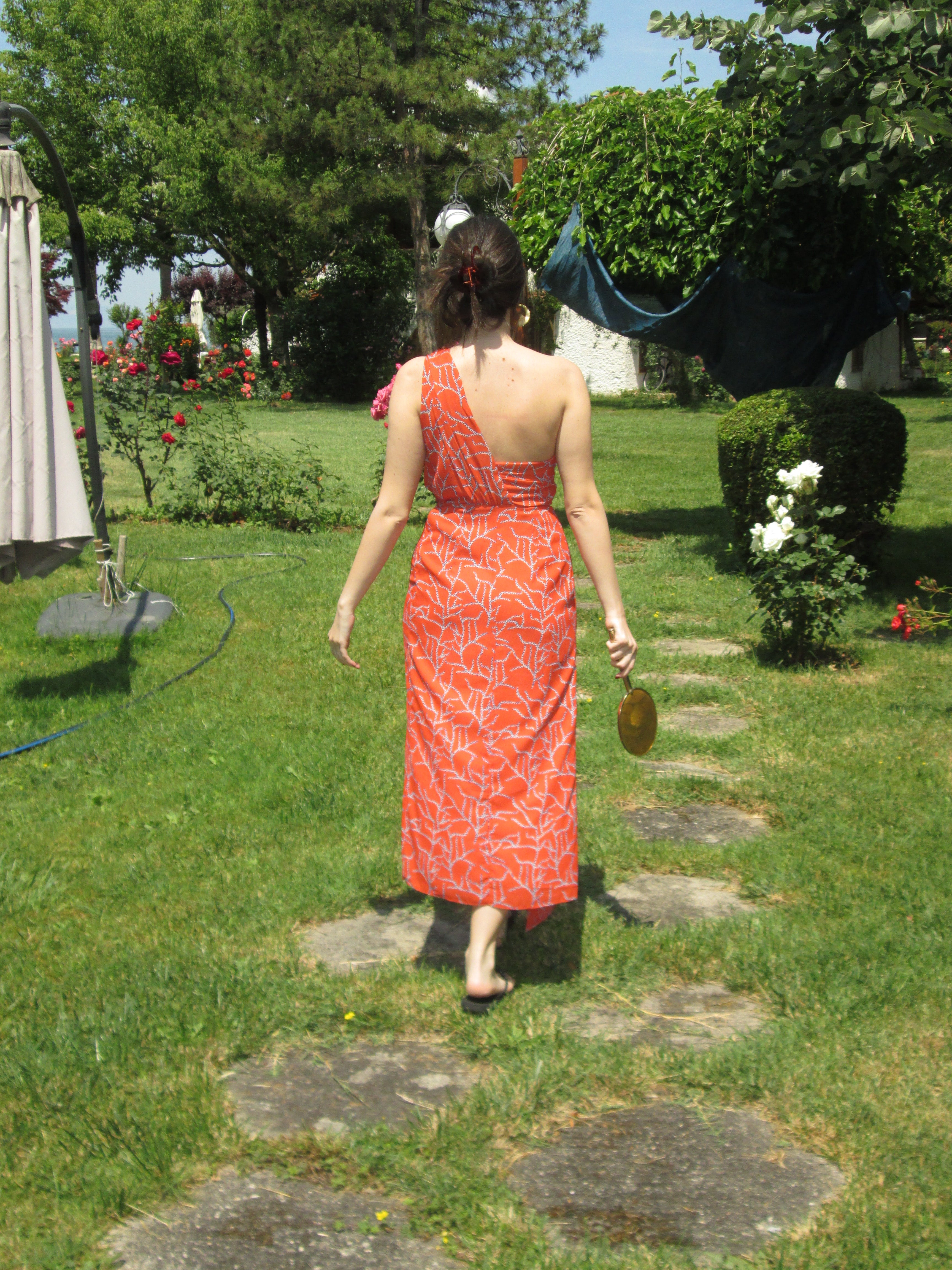 Tek Omuzlu Turuncu Elbise