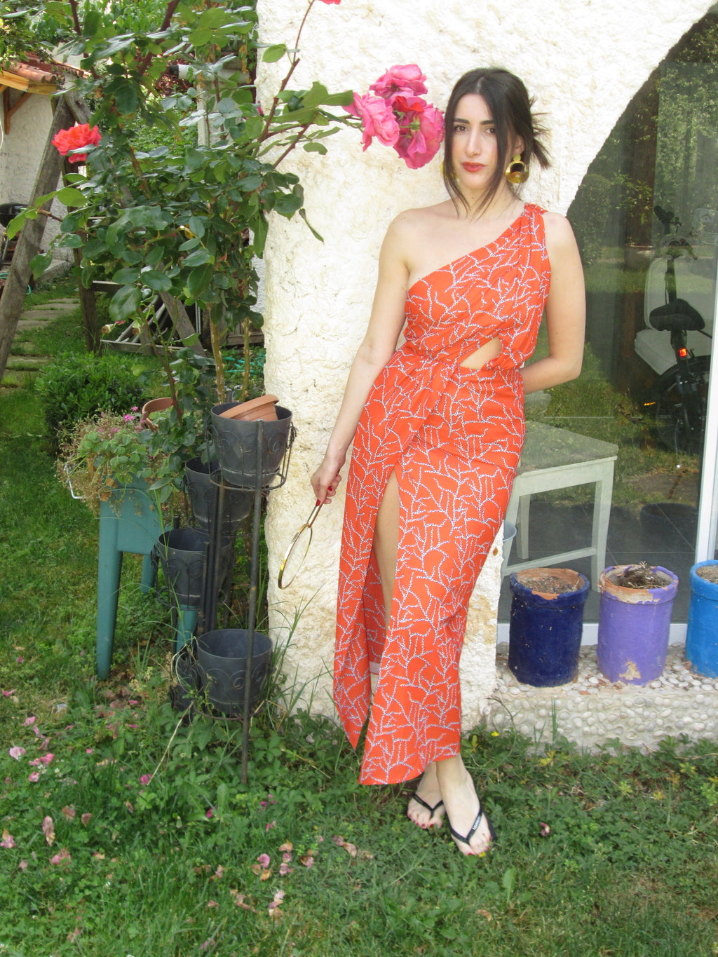 Tek Omuzlu Turuncu Elbise