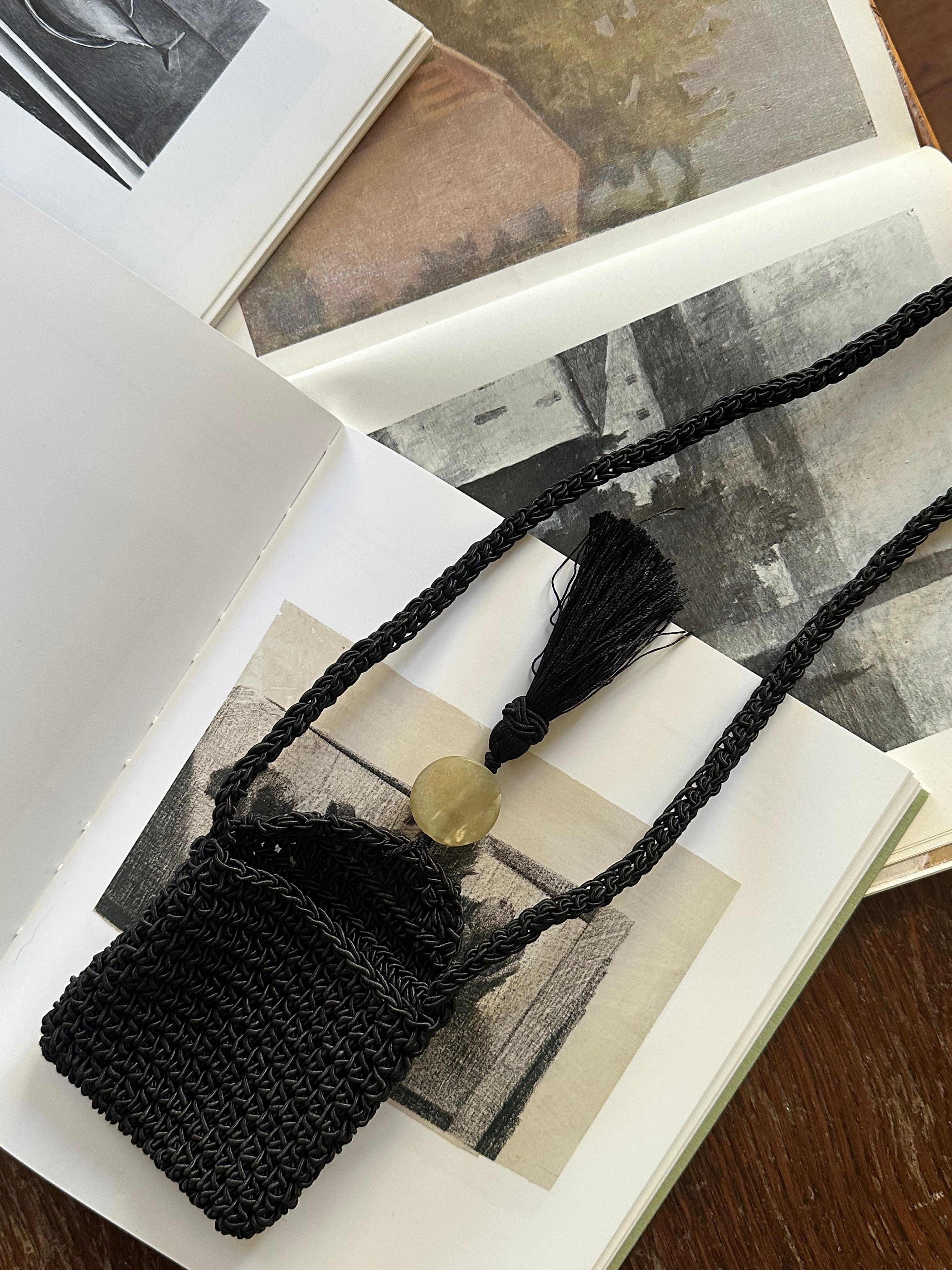 Square Tassel Pouch in Black