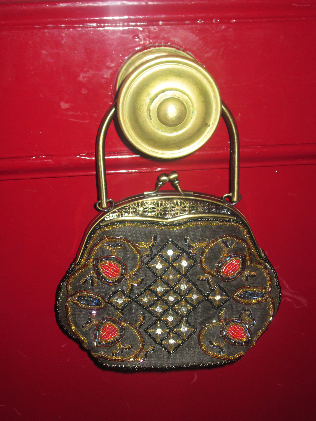 Vintage Boncuk İşlemeli El Çantası