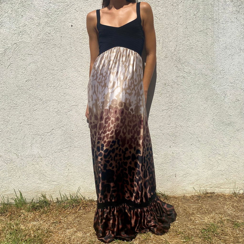 Bebe Leopar Desenli Maxi Elbise