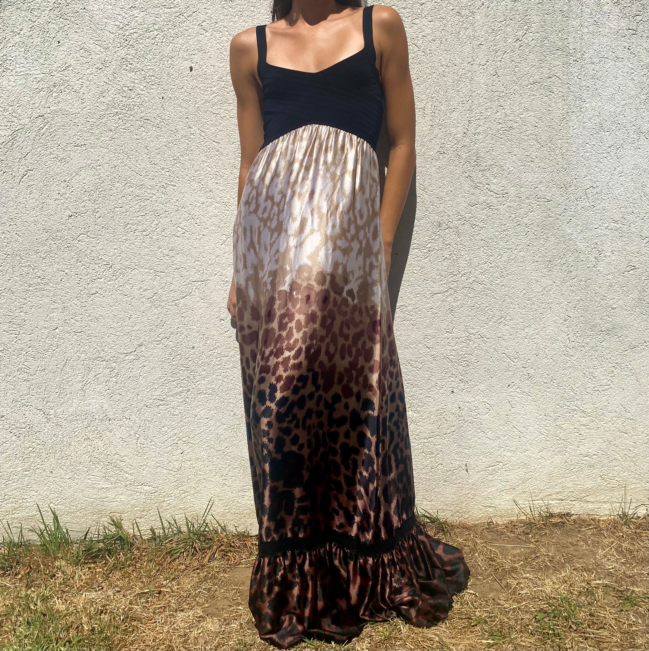 Bebe Leopar Desenli Maxi Elbise