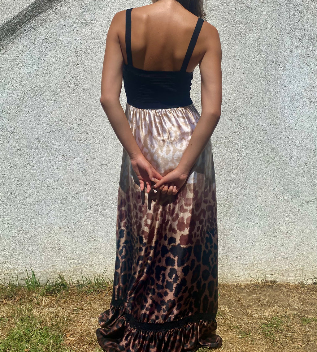 Bebe Leopar Desenli Maxi Elbise