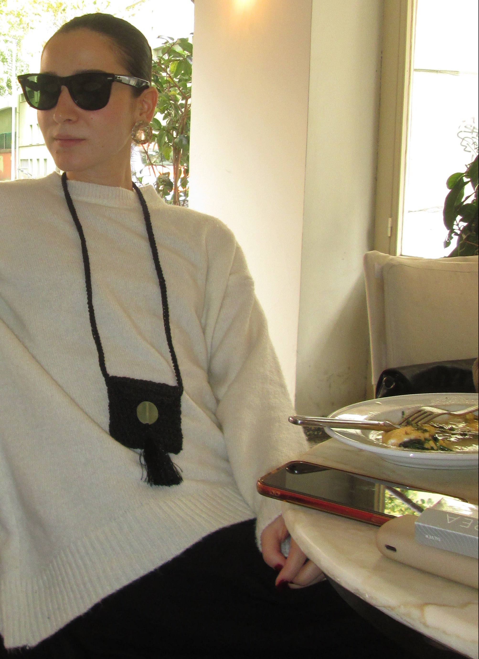 Square Tassel Pouch in Black