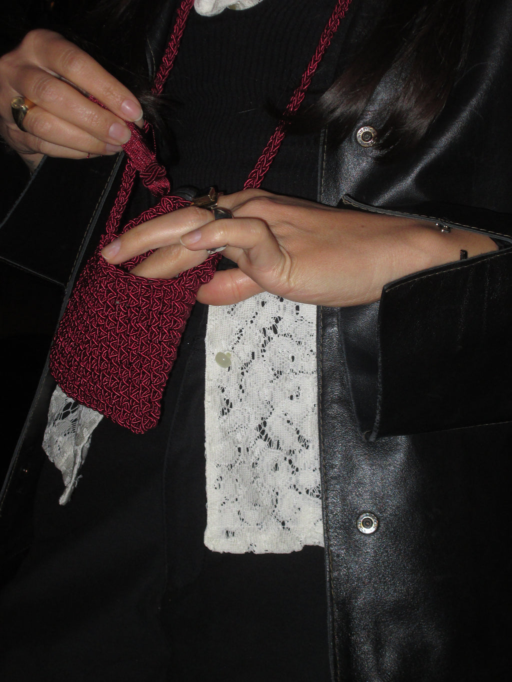 Square Tassel Pouch in Burgundy