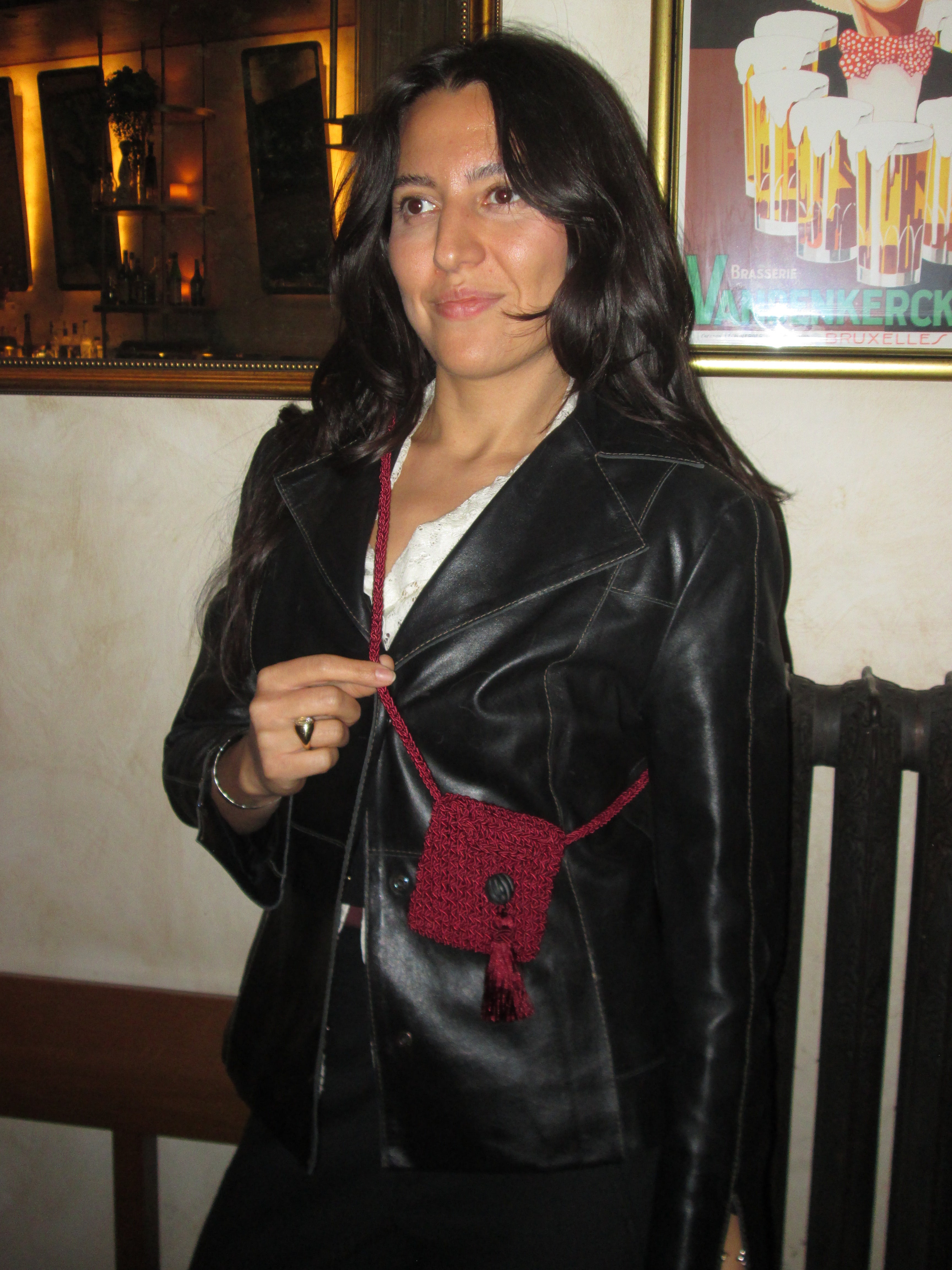 Square Tassel Pouch in Burgundy