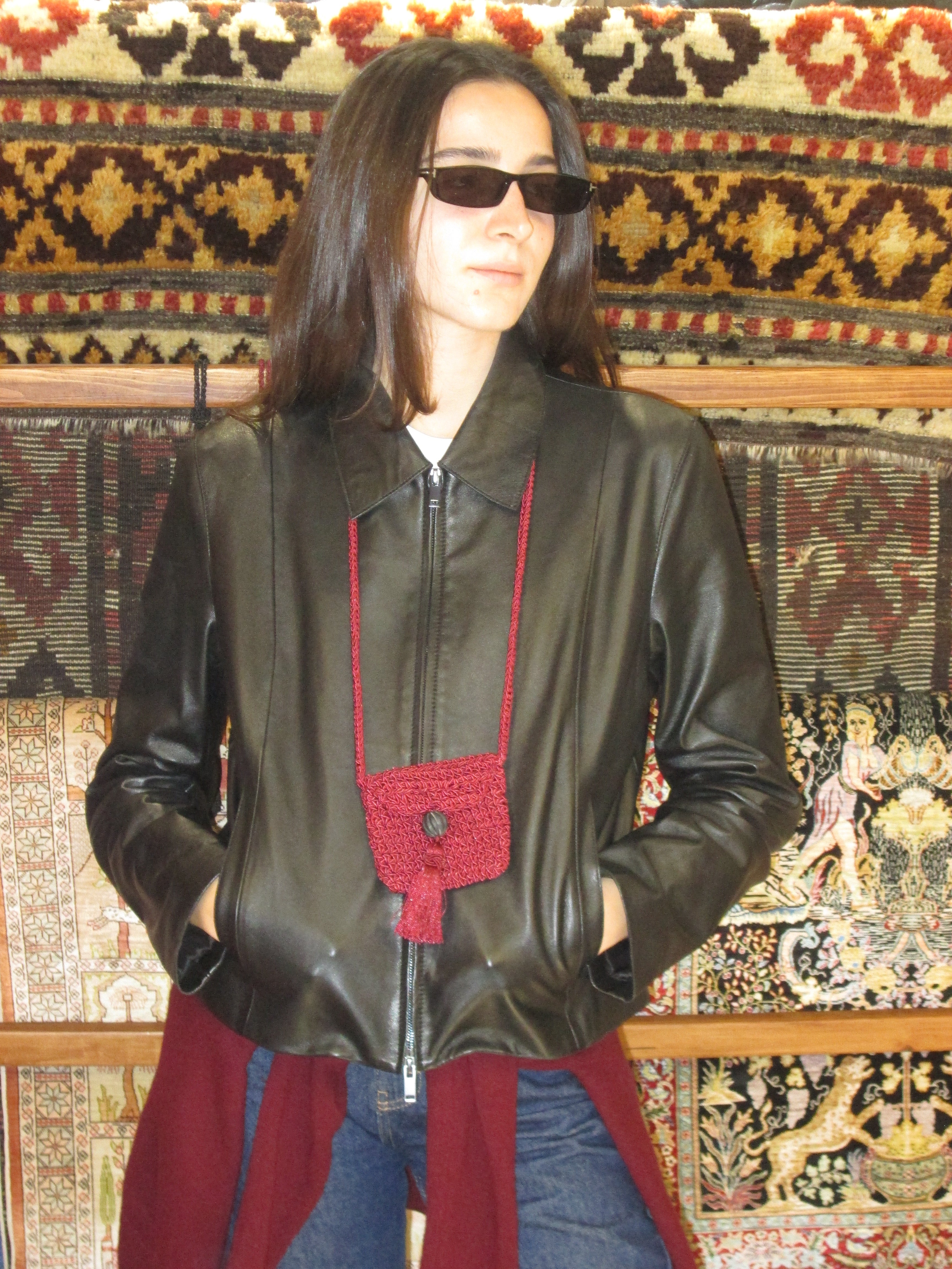 Square Tassel Pouch in Burgundy