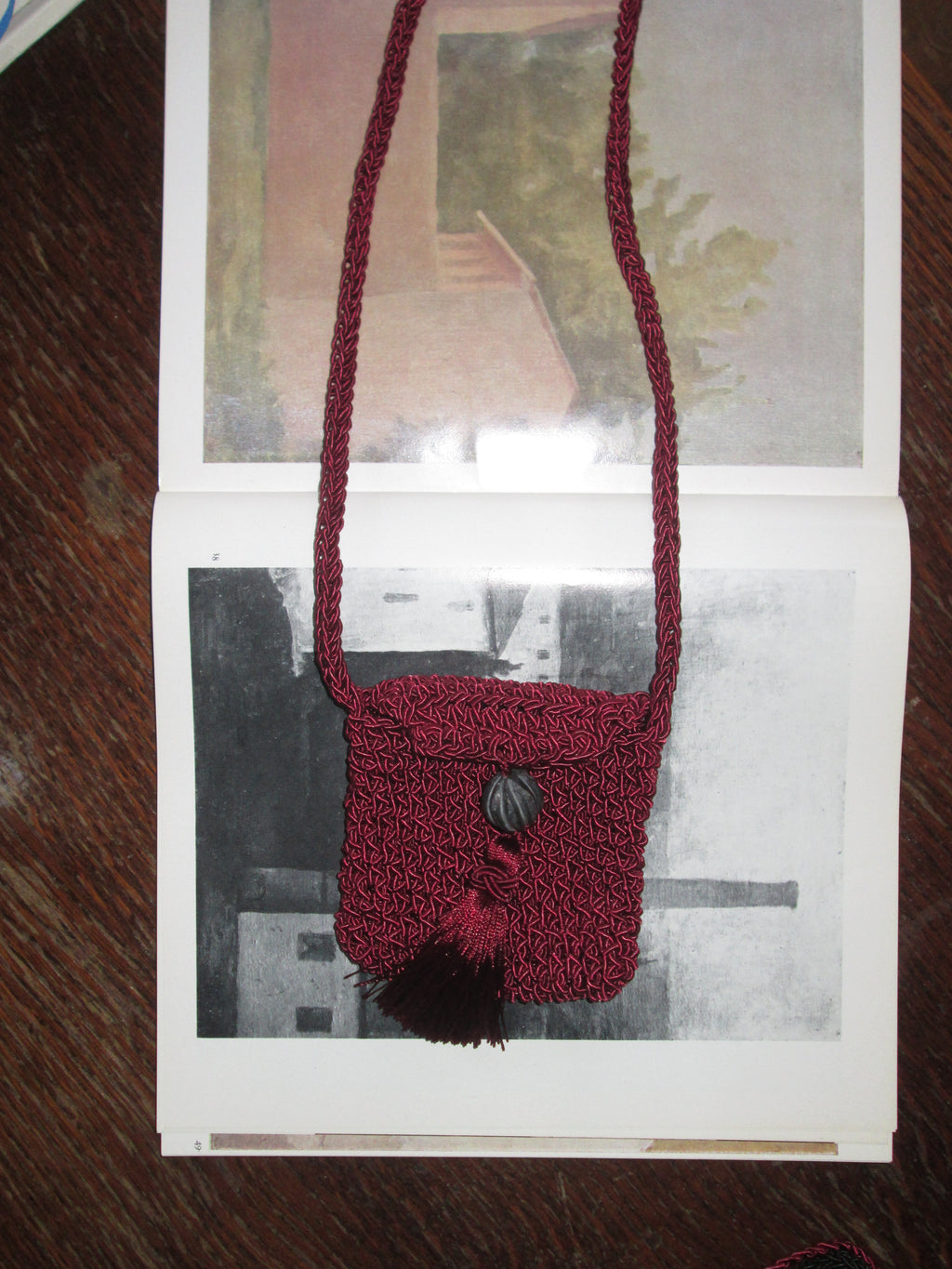 Square Tassel Pouch in Burgundy