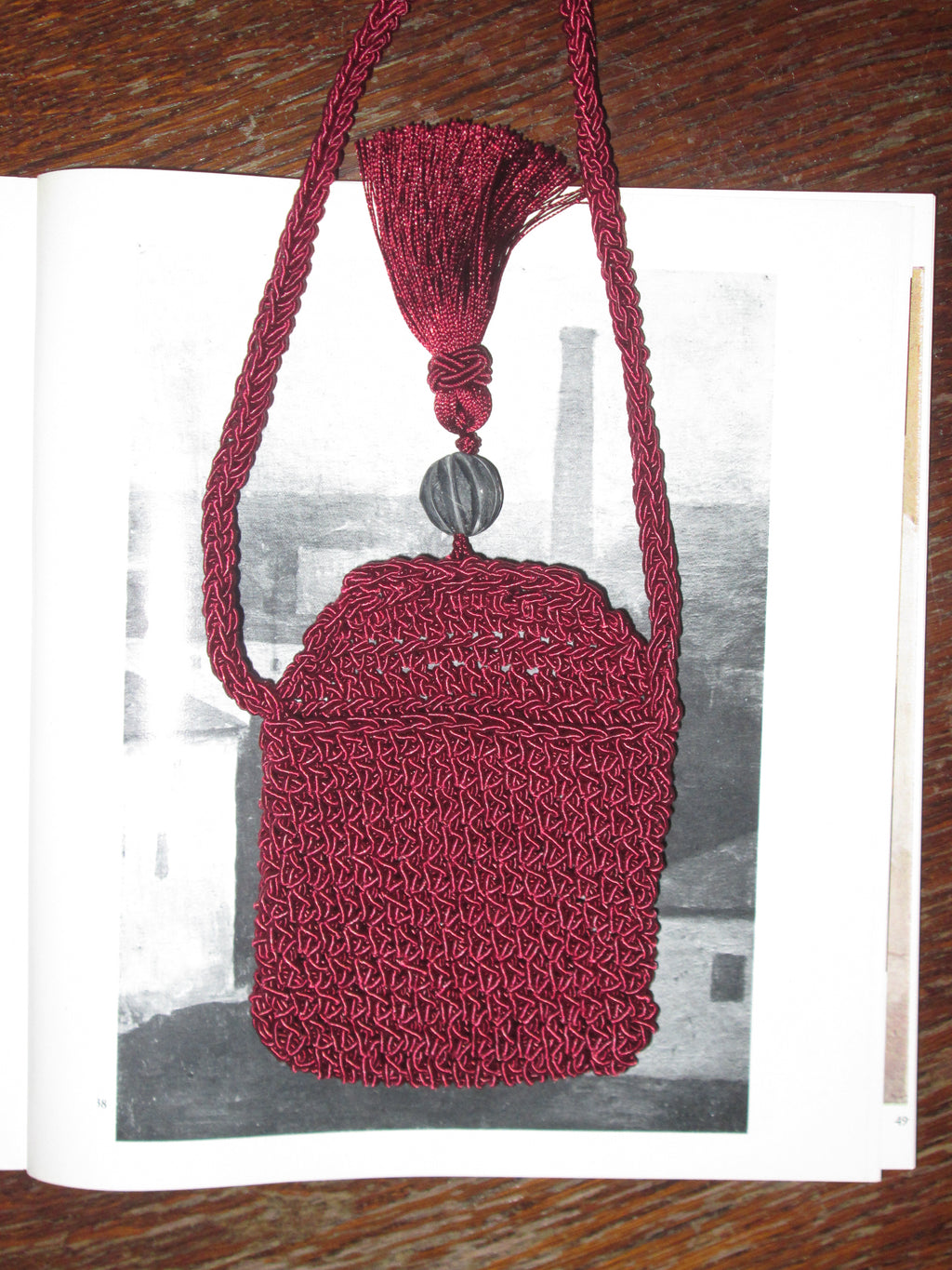Square Tassel Pouch in Burgundy