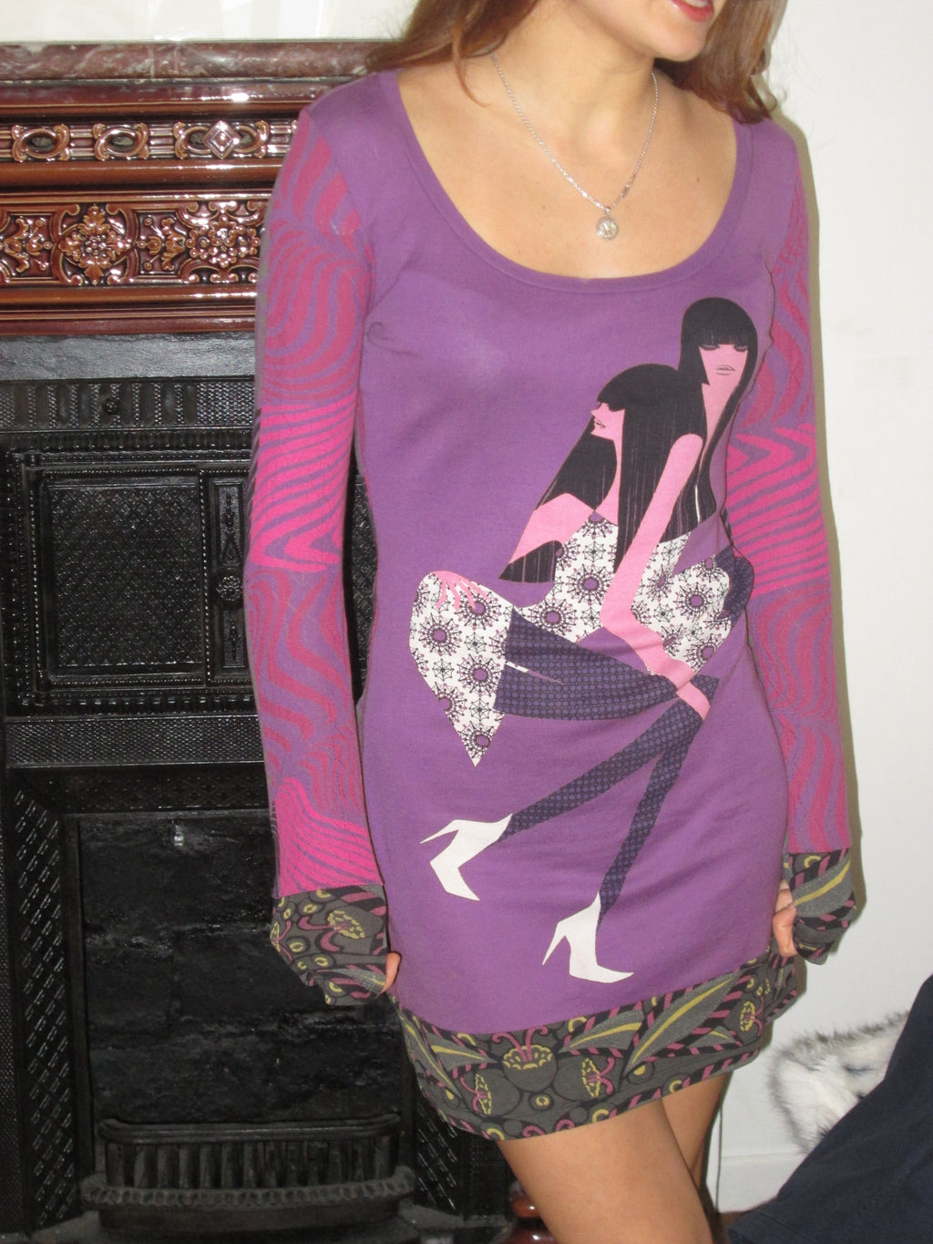 Custo Barcelona Kız Figürlü Elbise