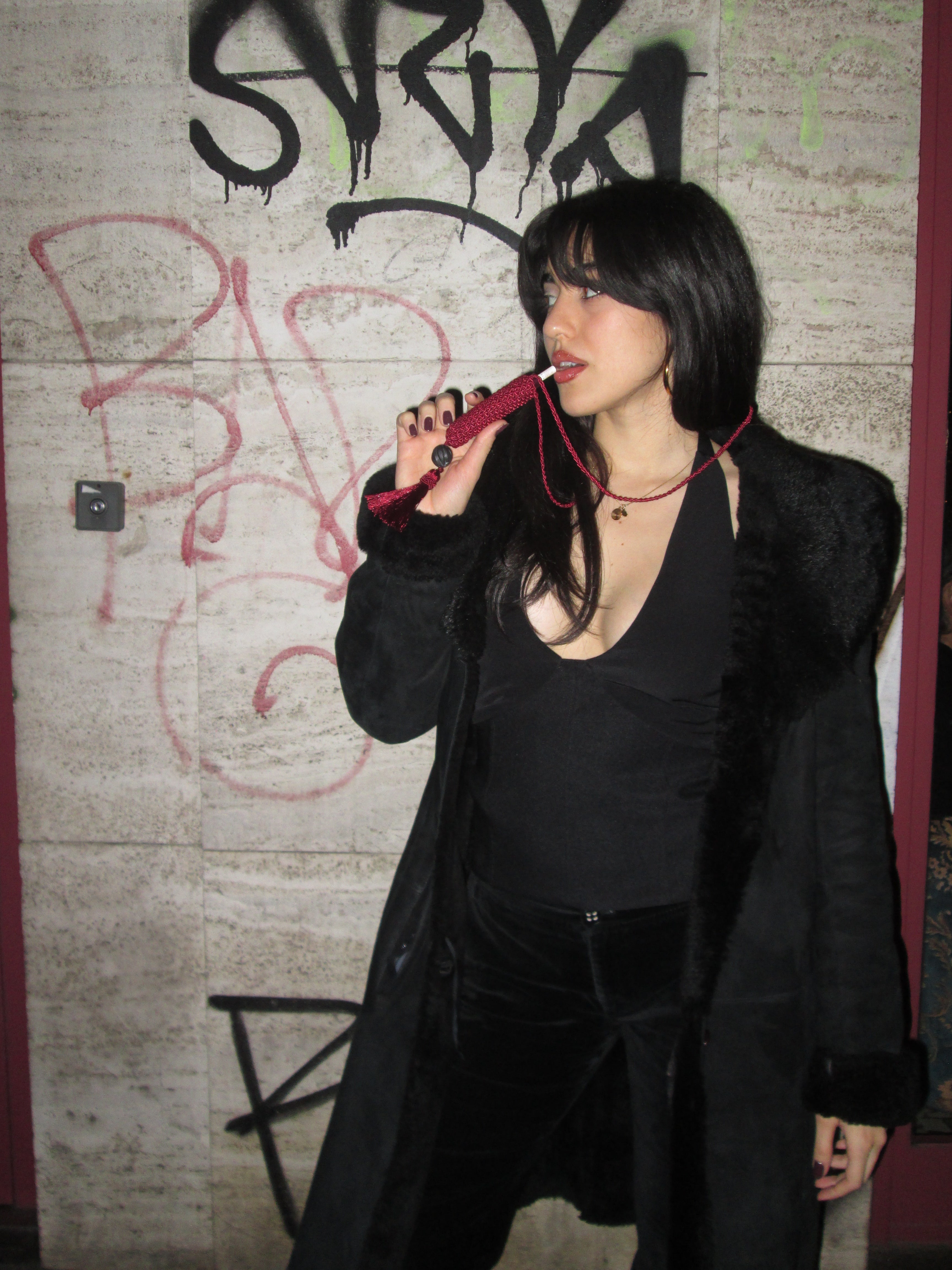 Slim Tassel Pouch in Burgundy