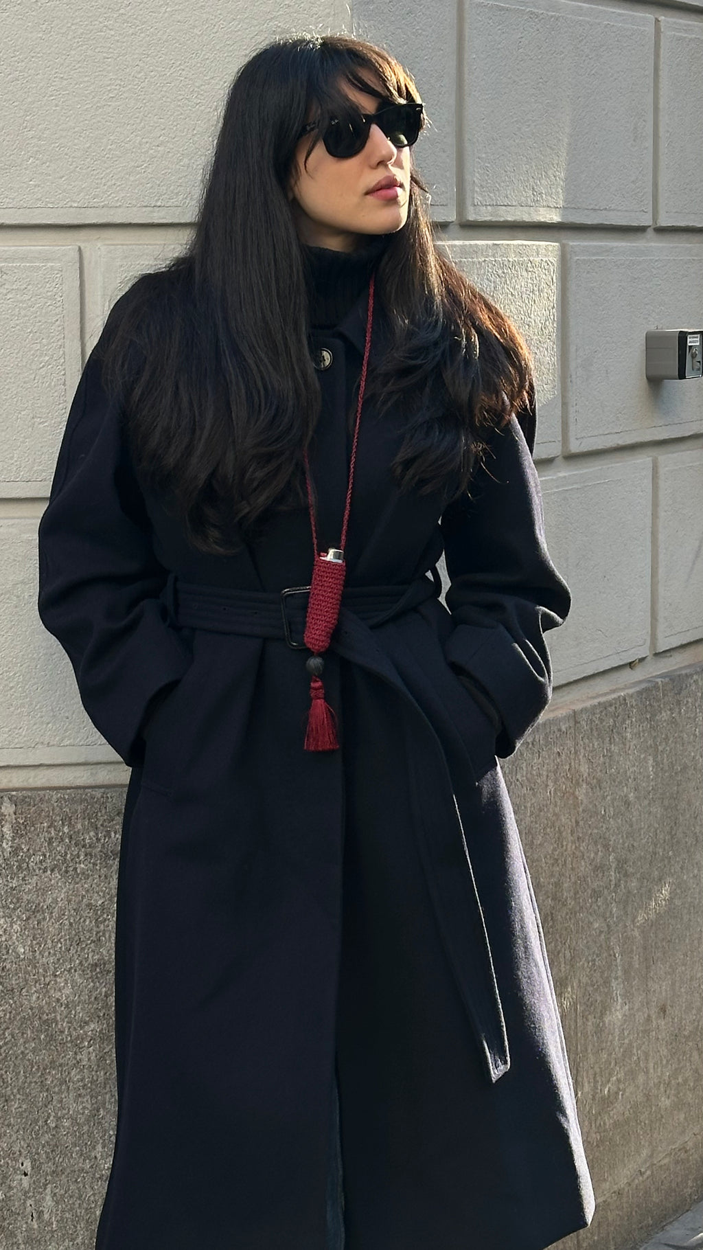 Slim Tassel Pouch in Burgundy