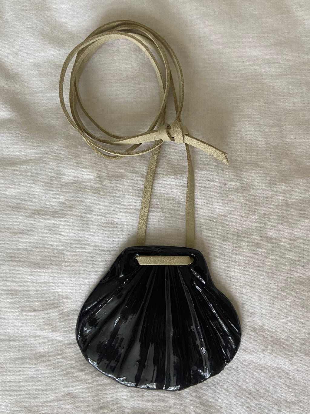 Ceramic Shell Pendant in Beige