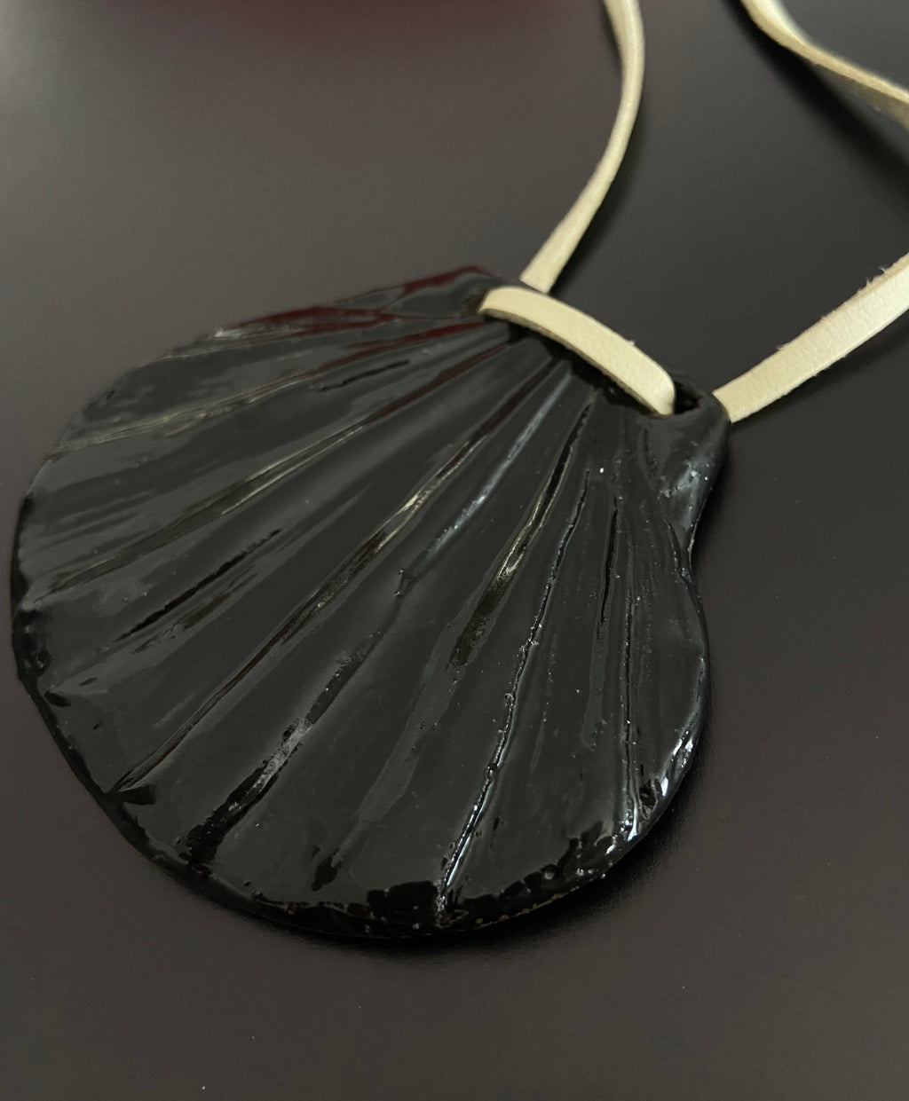 Ceramic Shell Pendant in Beige
