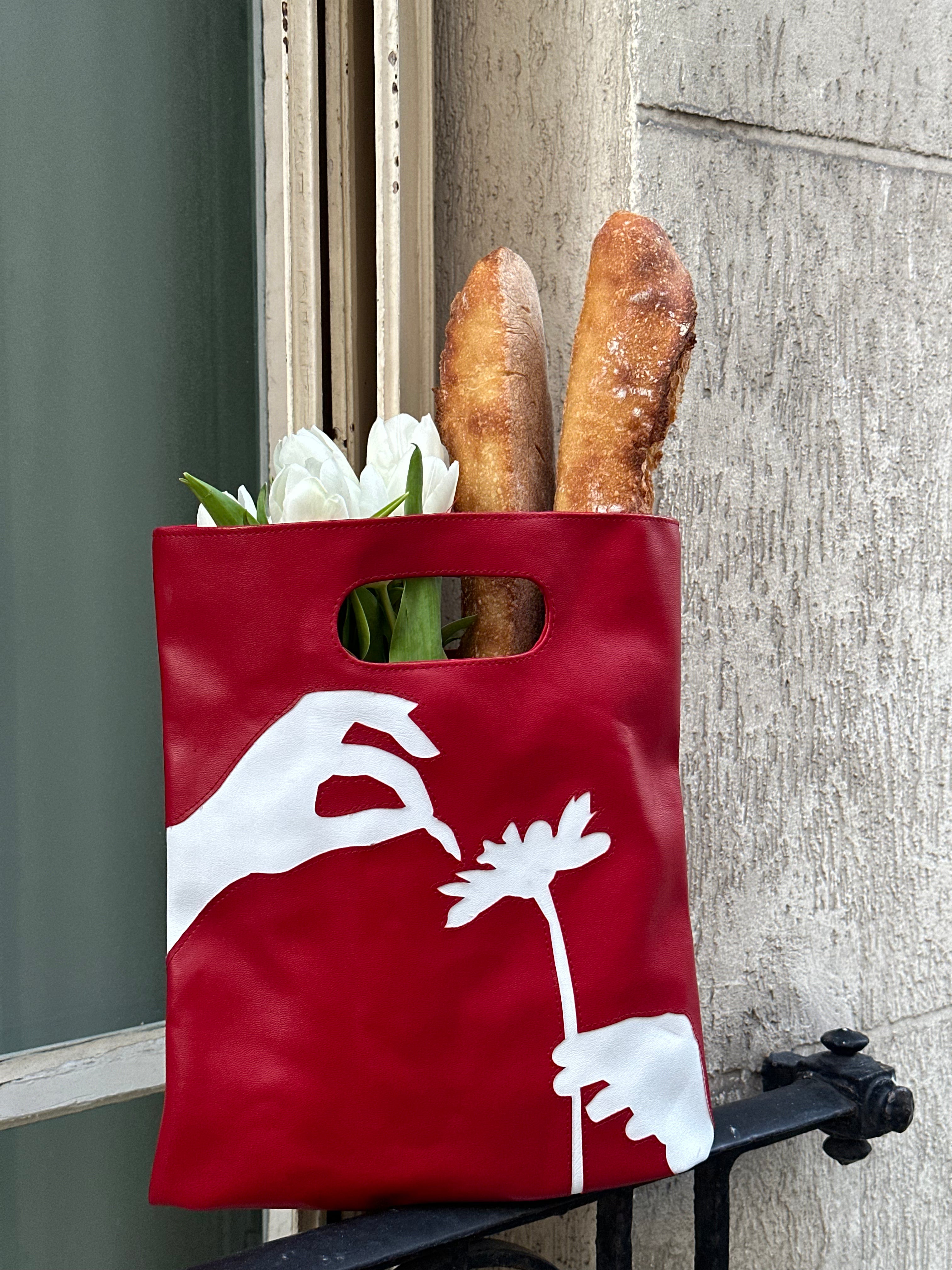 Kırmızı Faux Leather Çanta