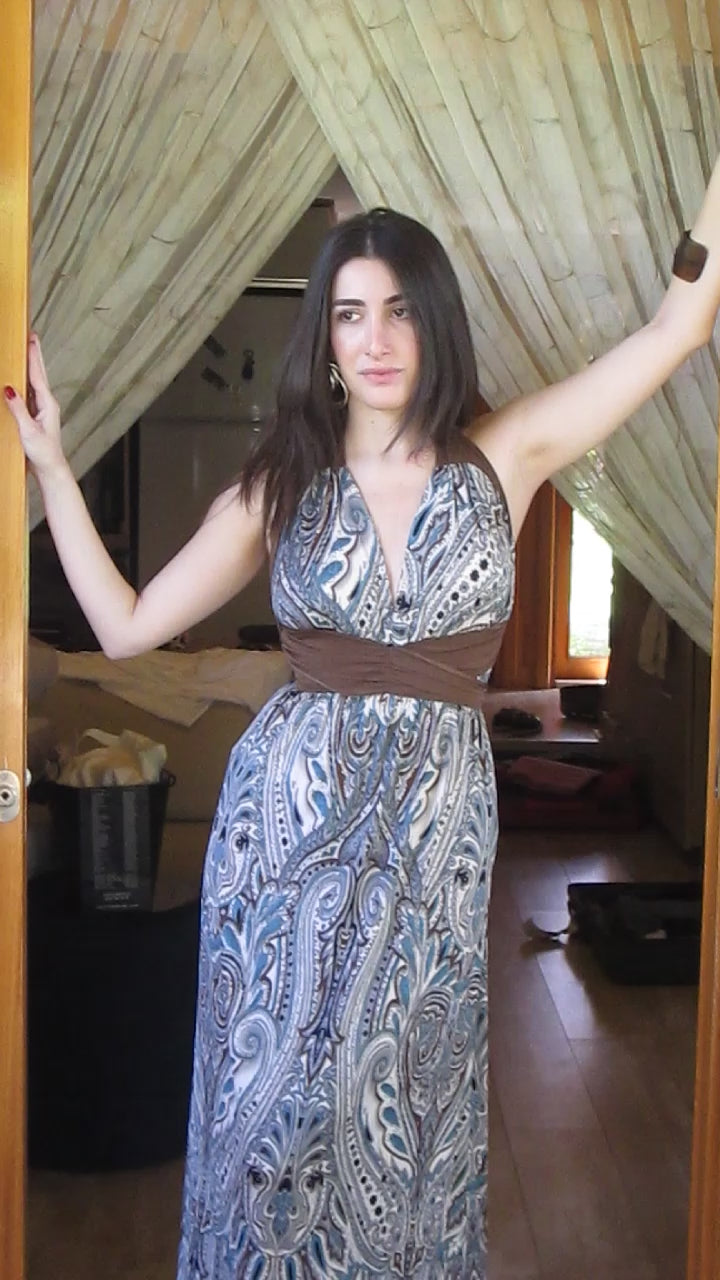 V2K Designers Şal Desenli Elbise